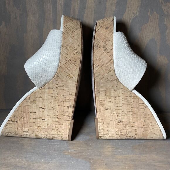 Veronica Beard Dali Python-Embossed Heels Cork Platform Wedge Mules Womens 10 - Picture 7 of 12